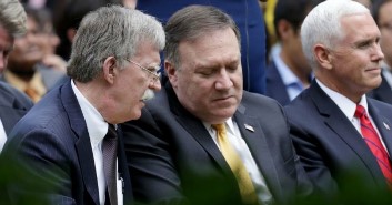 The Triumvirate of FAILURE; Pompeo Middle, flanked by Bolton and Pence 